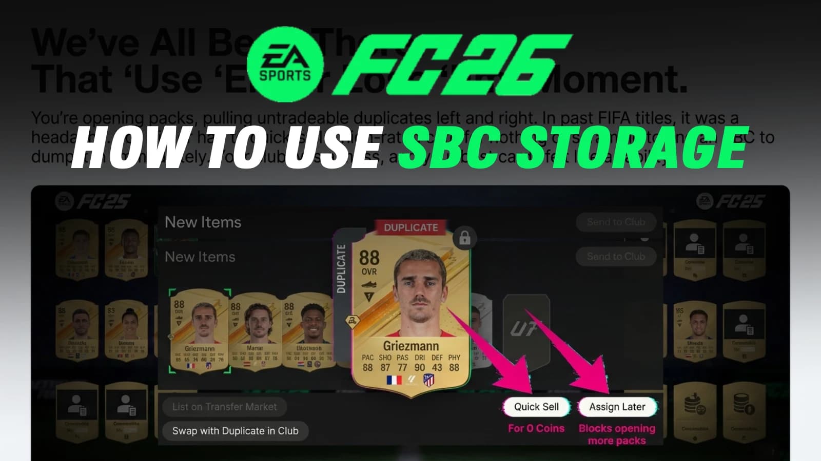 How to get a player out of SBC storage in FC 26