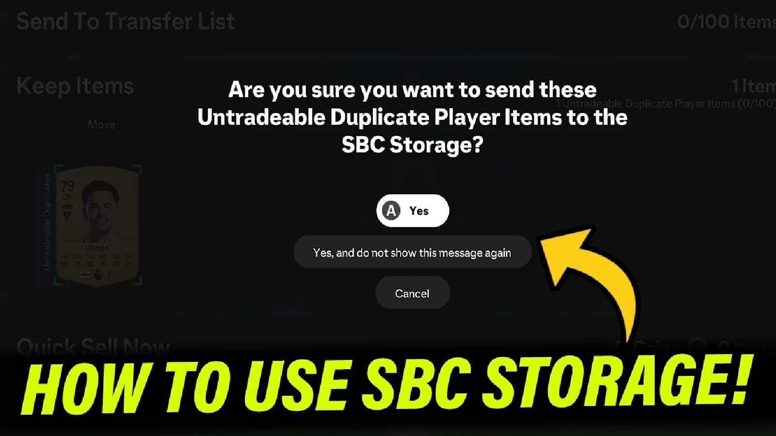 How to Use FC 25 SBC storage in Ultimate Team